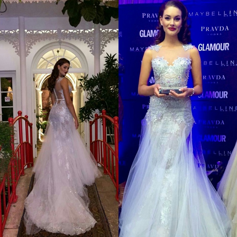 Rolene Strauss Miss World 2014,  looks divinely ethereal in this to die for Biji La Maison dress at the Glamour South Africa, Most Glamorous Women event.  