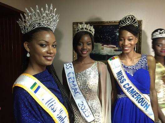 Ngoua Nseme Jessica Lydie Miss World Cameroon 2015 flanked by some African beauty queens: Miss Gabon Universe2015 , Reine Ngotala and Miss Gabon 2014 , Maggaly Ornellia Nguema who is currently Miss CEMAC 2015