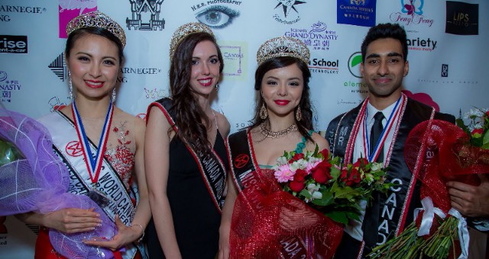 Miss World Canada 2014 Annora Bourgeault, Miss World Canada 2015 Anastasia Lin, Mr. World Canada 2015 Jinder Atwal, First Runner-Up and People's Choice Award Winner Betty Lu