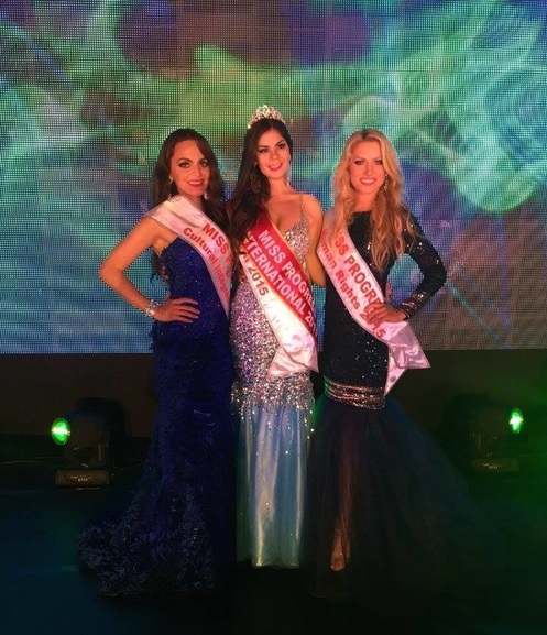 Liz Arevalos the grand winner  IS miss progress international 2015 with The award for  Miss Progress Human Rights 2015 went to Susanna Shkrabak from the USA. Miss Progress Integration of Cultures 2015 went to Neidy Robles from Mexico.