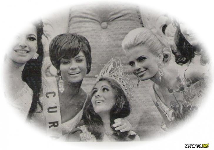 Brazil - Martha Maria Cordeiro Vasconcellos Miss Universe 1968 flanked by her runners-up