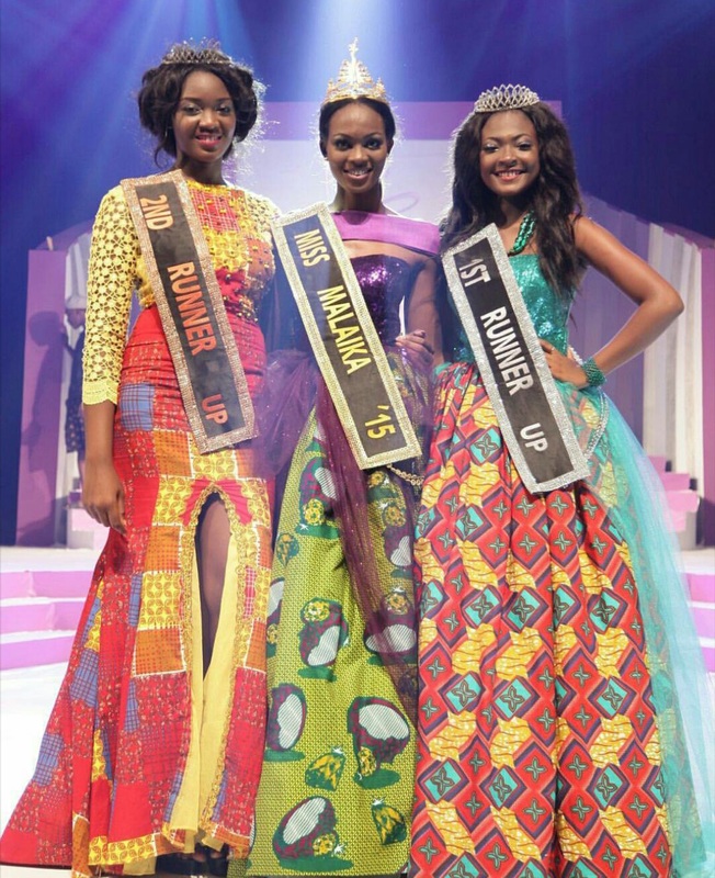 Kuukua Korsah  Miss Malaika Ghana 2015 flanked by her runners-up Martha Daniels, 18 and Nana Antwiwaa Nuamah, 21