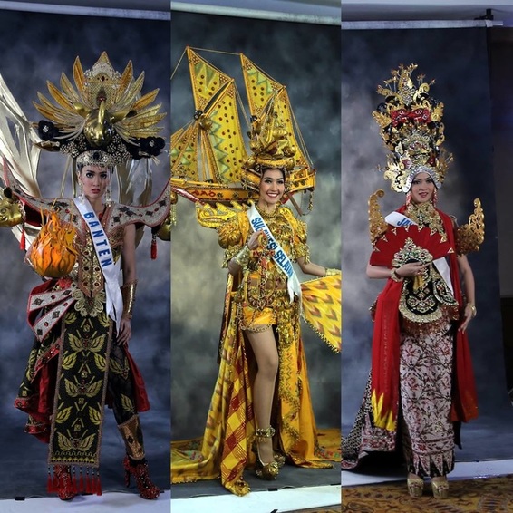 Top 3 Best Traditional Costume of Puteri Indonesia 2016, Sulawesi Selatan - Yulinar Arief: Jawa Timur - Badzlina Sukmawati: Banten - Belda Amelia