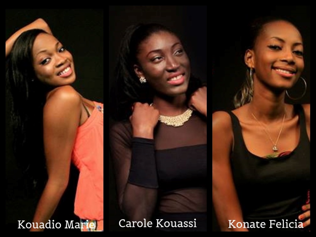 Miss cote d'iviore 2015 finalists Kouadio Maria, Carole Kouassi and Konate Felicia