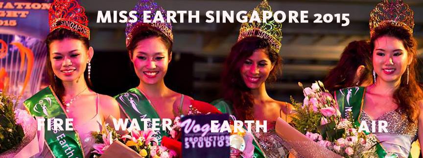 PictureMiss Earth Singapore 2015 - Tiara Hadi Miss Earth Singapore Air 2015 - Elizabeth Lee Miss Earth Singapore Water 2015 - Michelle Koh Miss Earth Singapore Fire 2015 - Bianche Honour