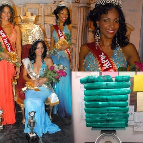 Marsha Gay Reynolds , right, was second runner up at the  Miss Jamaica contest in 2008 won by  Brittany Lyons. 