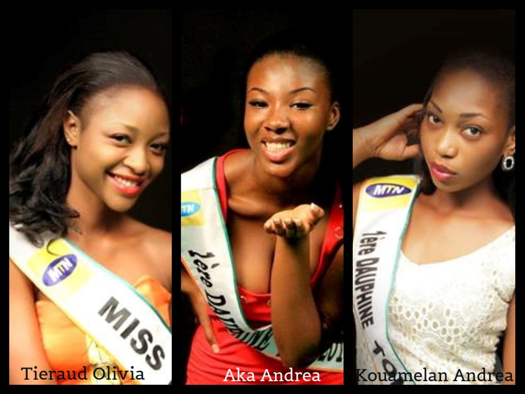 Miss Cote d'ivoire 2015 finalists Tieraud Olivia, Aka Andrea and Kouamelan Andrea