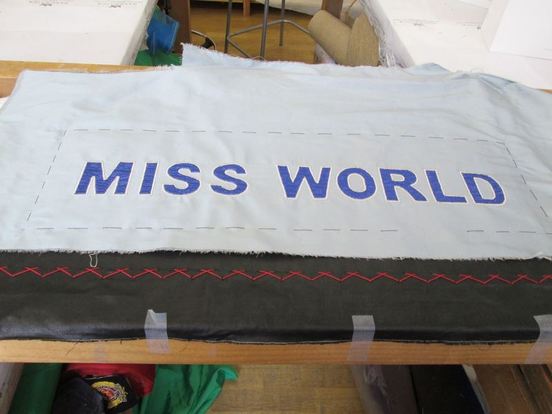 The making of the Miss  World sash